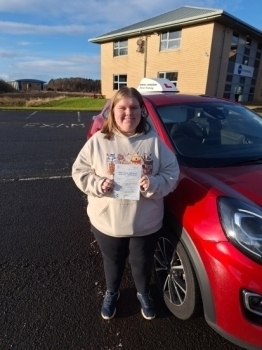 Kirsty McConnell passed her driving driving test  FIRST TIME with only 4 driving faults at Irvine Driving Test Centre on a very rare sunny day in January. Kirsty had to move her test due to her examiner being unavailable in December, which was disappointing. However, Kirsty seized this opportunity and spent the extra time driving as much as possible and putting tremendous effort in to every lesson
