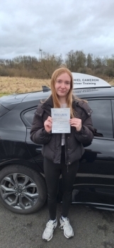 Leona Esquierdo from Sanquhar passed her driving test at Irvine Driving Test Centre with only FOUR driving faults! Leona followed the perfect formula for learning to drive by putting a lot of effort into her lessons and continuing her training until she was fully ready to drive unaccompanied.<br />
A well deserved, outstanding result.